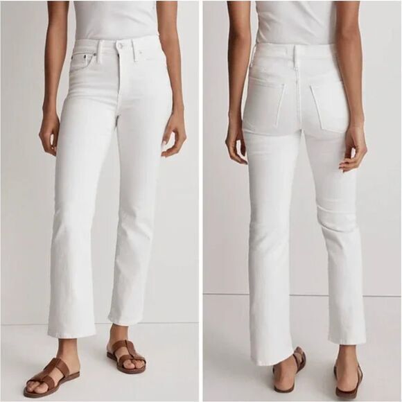 NEW‎ Madewell Kick Out Crop Jeans in pure white, 24 - Picture 1 of 16